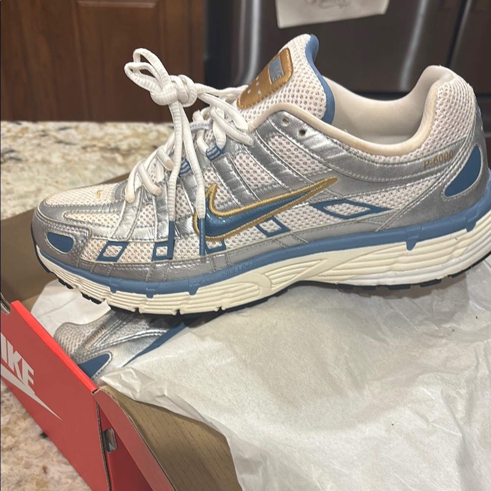 Nike Silver and Blue Sneakers